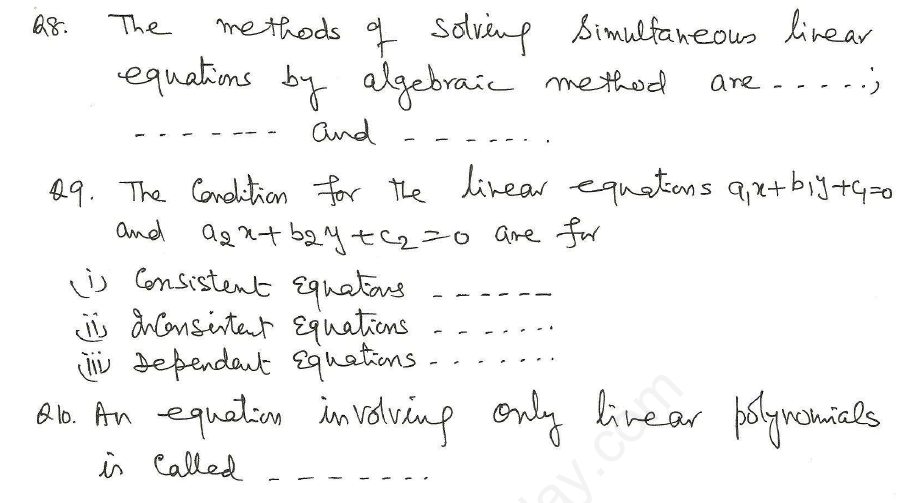 CBSE Class 10 Mathematics Linear Equations Assignment Set I