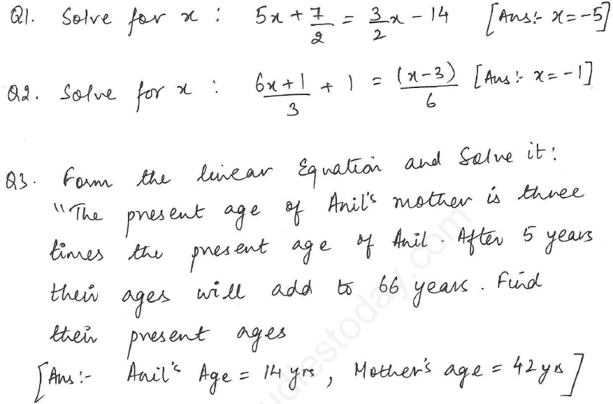 CBSE Class 10 Mathematics Linear Equations Assignment Set O