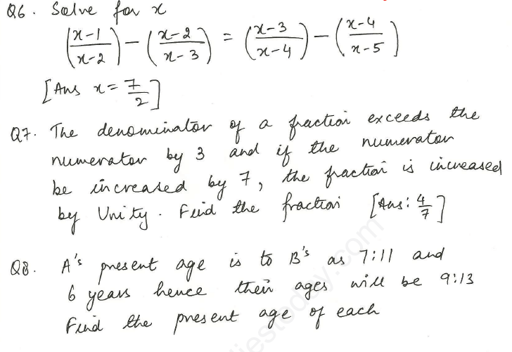 CBSE Class 10 Mathematics Linear Equations Assignment Set O