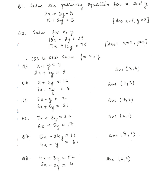 CBSE Class 10 Mathematics Linear Equations Assignment Set M