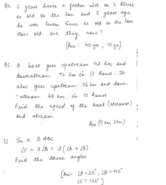 CBSE Class 10 Mathematics Linear Equations Assignment Set K