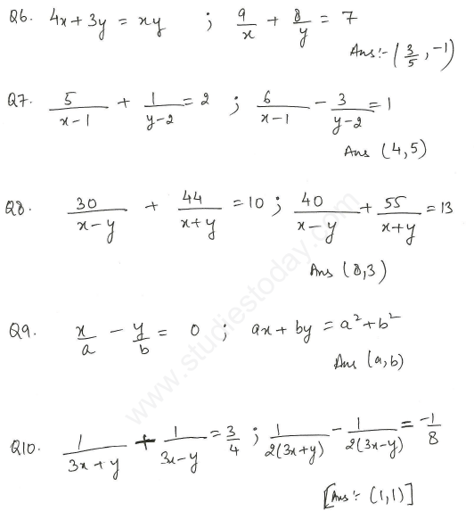 CBSE Class 10 Mathematics Linear Equations Assignment Set J