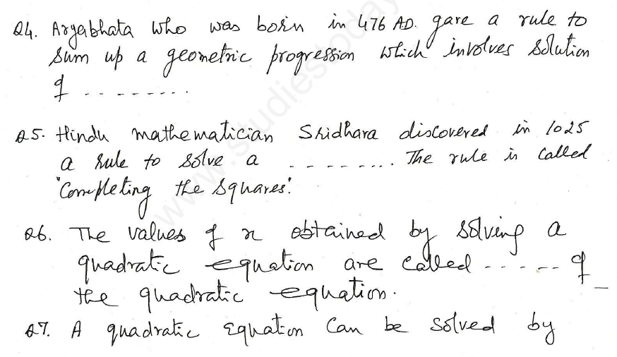 CBSE Class 10 Mathematics Quadratic Equations Assignment Set K