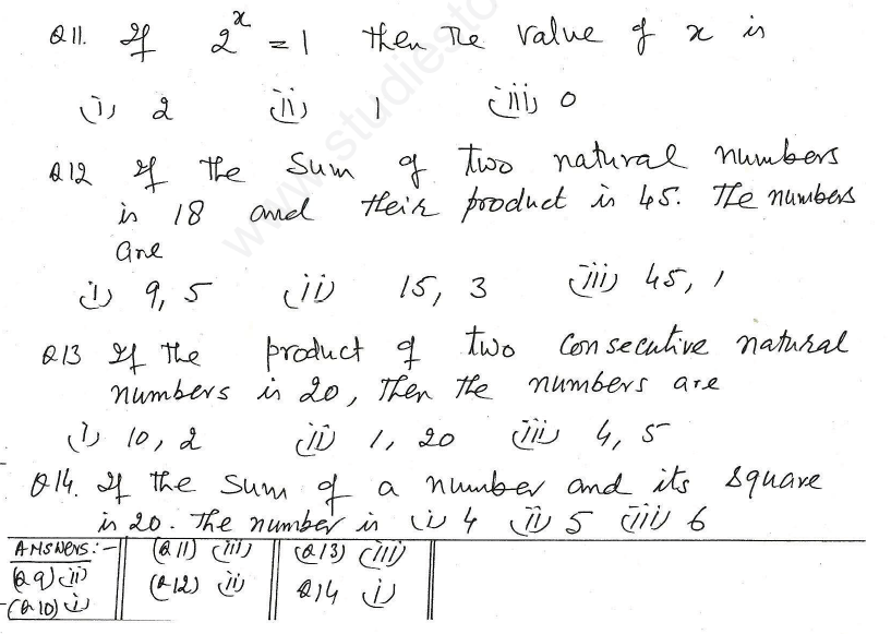 CBSE Class 10 Mathematics Quadratic Equations MCQs Assignment Set L