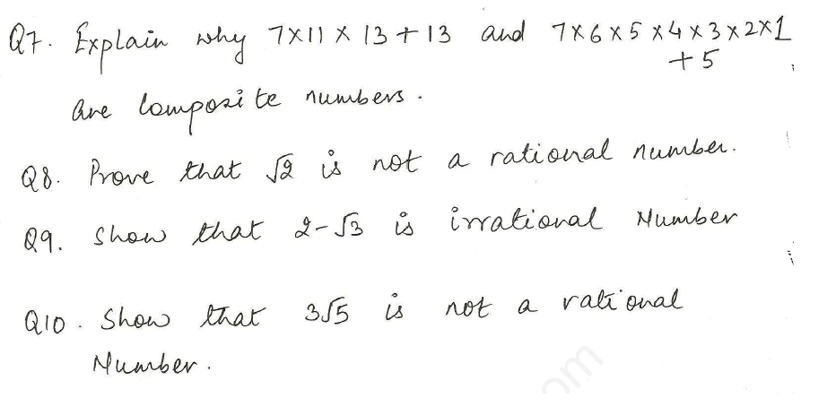 CBSE Class 10 Mathematics Real Numbers Assignment Set I