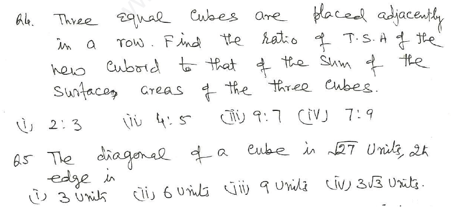 CBSE Class 10 Mathematics Surface Area and Volume Assignment Set F