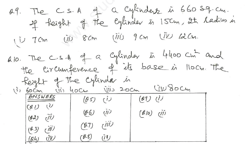 CBSE Class 10 Mathematics Surface Area and Volume Assignment Set F