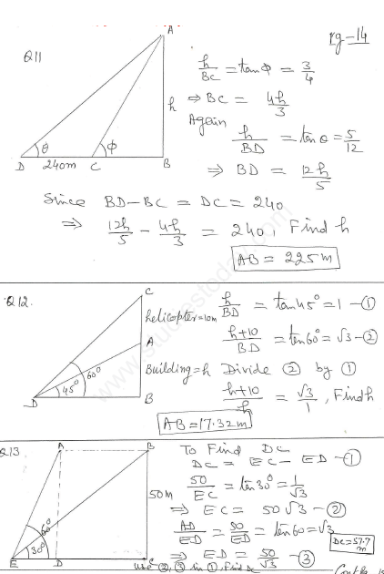 CBSE Class 10 Mathematics Trigonometry Assignment Set Q4