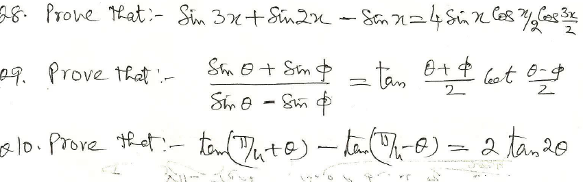 CBSE Class 11 Mathematics Trigonometry Assignment Set G