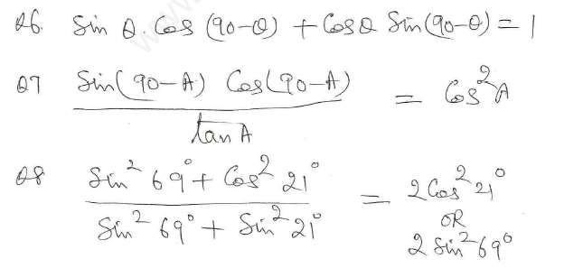 CBSE Class 10 Mathematics Trigonometry Assignment Set W