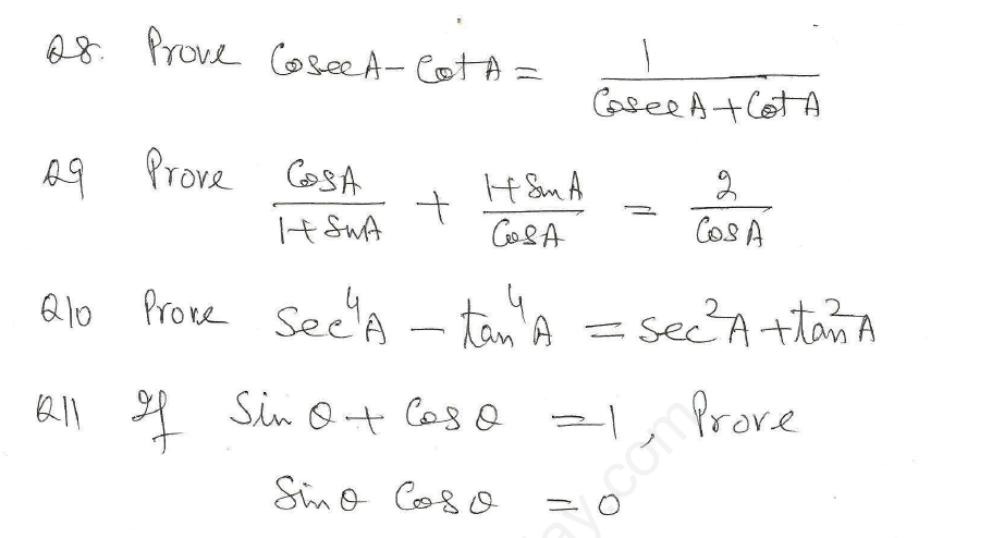 CBSE Class 10 Mathematics Trigonometry Assignment Set V