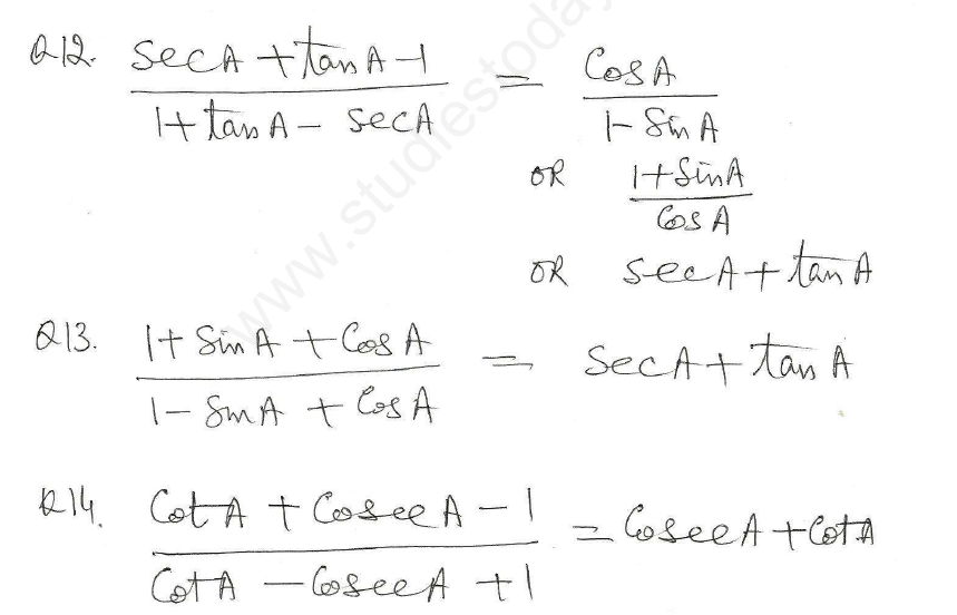 CBSE Class 10 Mathematics Trigonometry Assignment Set V