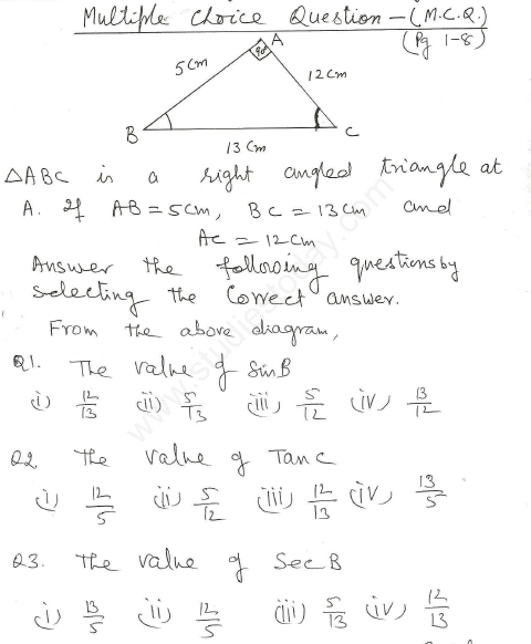 CBSE Class 10 Mathematics Trigonometry Assignment Set S1