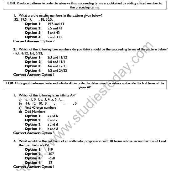 CBSE Class 10 Arithmetic Progression Printable Worksheet Set B 1