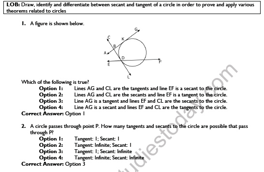 CBSE Class 10 Mathematics Circles Worksheet Set G 1