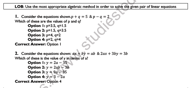CBSE Class 10 Mathematics Pair of Linear Equation In Two Variables Worksheet Set G 6