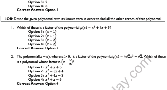 CBSE Class 10 Mathematics Polynomials Worksheet Set E 5