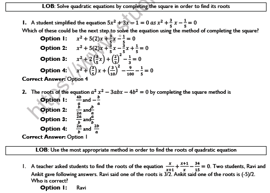 CBSE Class 10 Mathematics Quadratic Equations Worksheet Set D 4