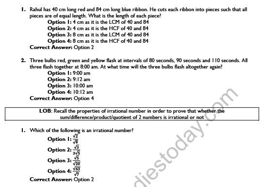 CBSE Class 10 Mathematics Real Numbers Worksheet Set D 3