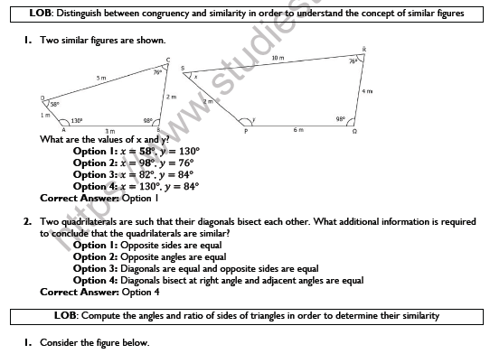 CBSE Class 10 Mathematics Triangles Worksheet Set E 2