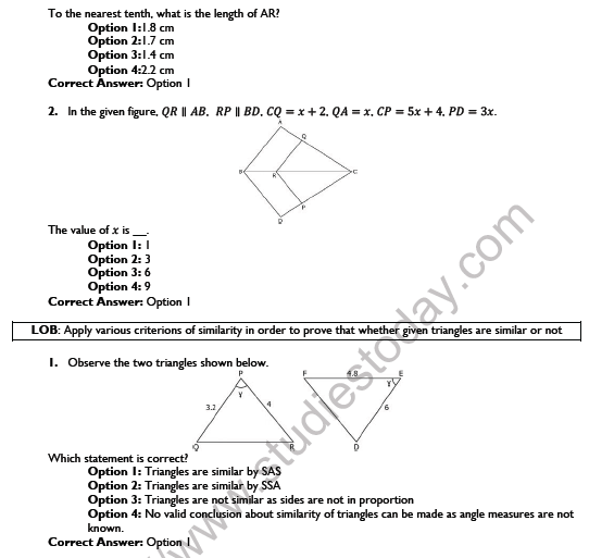 CBSE Class 10 Mathematics Triangles Worksheet Set E 5