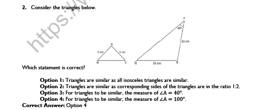 CBSE Class 10 Mathematics Triangles Worksheet Set E 6