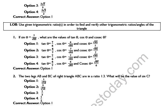 CBSE Class 10 Mathematics Trignometry Printable Worksheet Set F 3