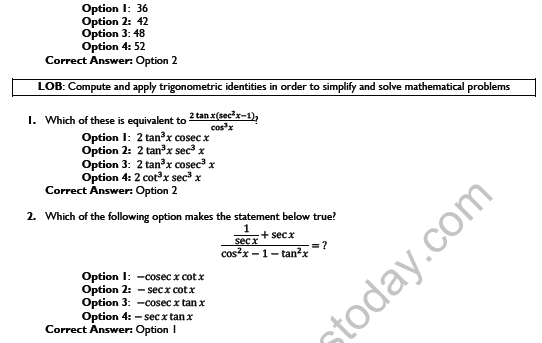CBSE Class 10 Mathematics Trignometry Printable Worksheet Set F 5