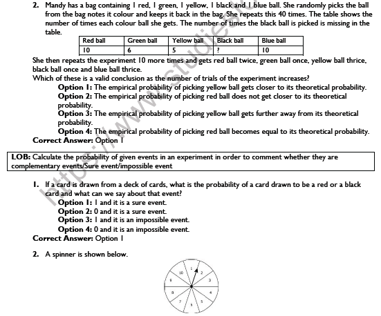 CBSE Class 10 Maths Probabilty Worksheet 2