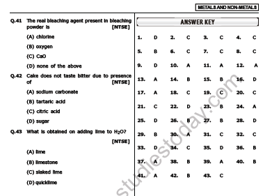 CBSE Class 10 Science Metals and Non metals MCQs Set A 4