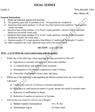CBSE Class 10 Social Science Question Paper 2022 Set D 1