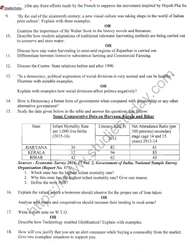 CBSE Class 10 Social Science Sample Paper Solved 2022 Set C 2