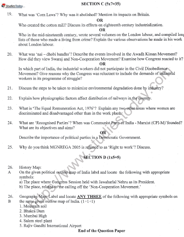 CBSE Class 10 Social Science Sample Paper Solved 2022 Set C 3