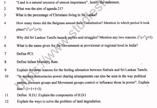 CBSE Class 10 Social Science Worksheet Set A Solved