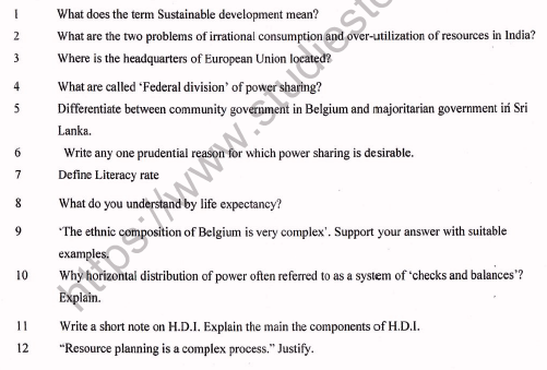 CBSE Class 10 Social Science Worksheet Set B Solved 1