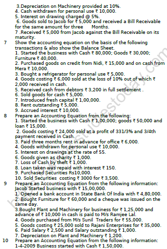 CBSE Class 11 Accountancy Accounting Equation Worksheet Set A 2