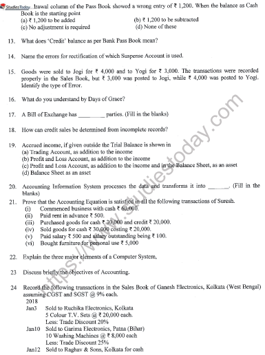 CBSE Class 11 Accountancy Question Paper Set L Solved 2