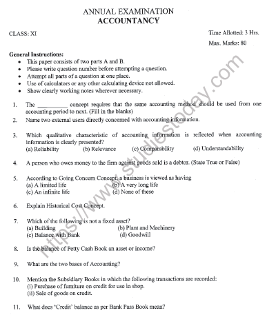 CBSE Class 11 Accountancy Question Paper Set M Solved 1