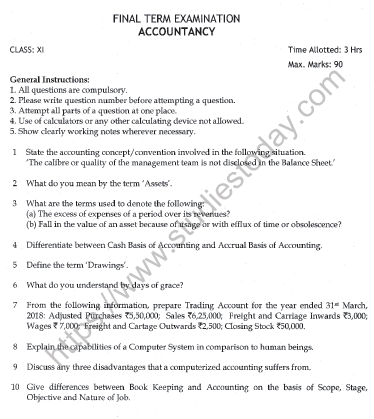 CBSE Class 11 Accountancy Question Paper Set O Solved 1