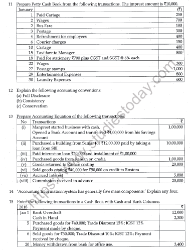 CBSE Class 11 Accountancy Question Paper Set O Solved 2