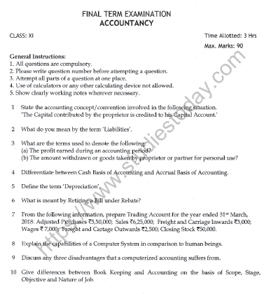 CBSE Class 11 Accountancy Question Paper Set P Solved 1