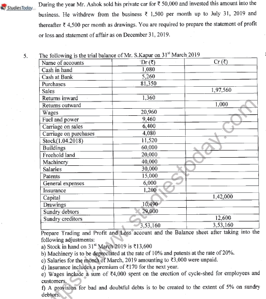 CBSE Class 11 Accountancy Revision Worksheet Set D Solved 2