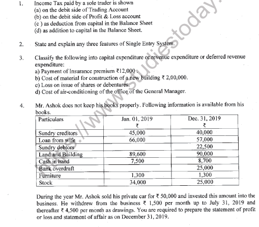 CBSE Class 11 Accountancy Revision Worksheet Set F Solved 1