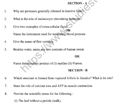 CBSE Class 11 Biology Question Paper Set S Solved 1