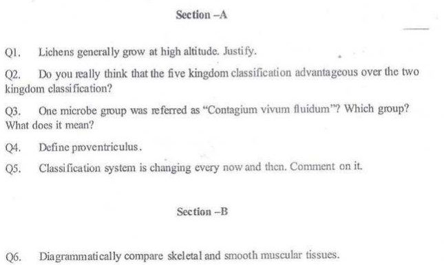 CBSE Class 11 Biology Sample Paper Set 1