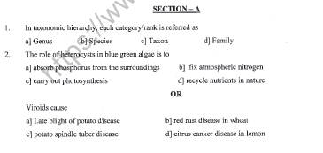 CBSE Class 11 Biology Sample Paper Set E Solved 1