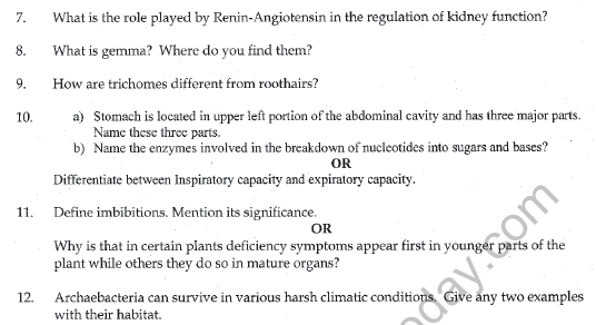 CBSE Class 11 Biology Sample Paper Set F Solved 2