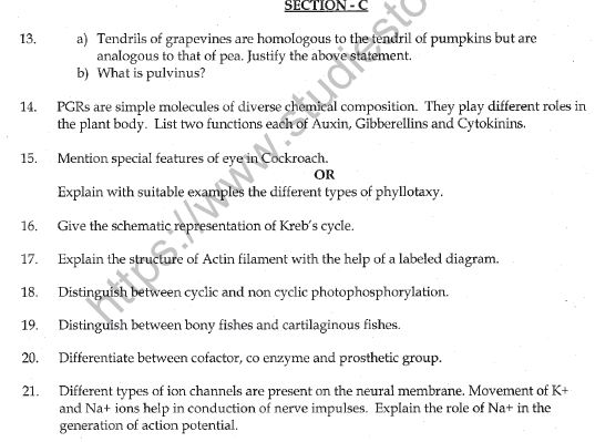 CBSE Class 11 Biology Sample Paper Set F Solved 3