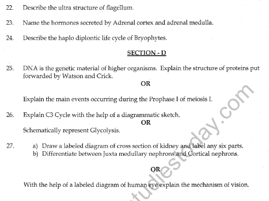 CBSE Class 11 Biology Sample Paper Set F Solved 4