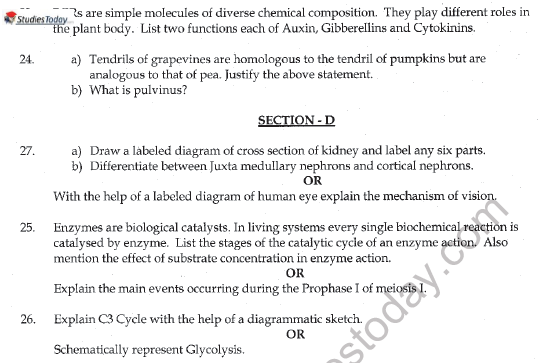 CBSE Class 11 Biology Sample Paper Set G Solved 4
